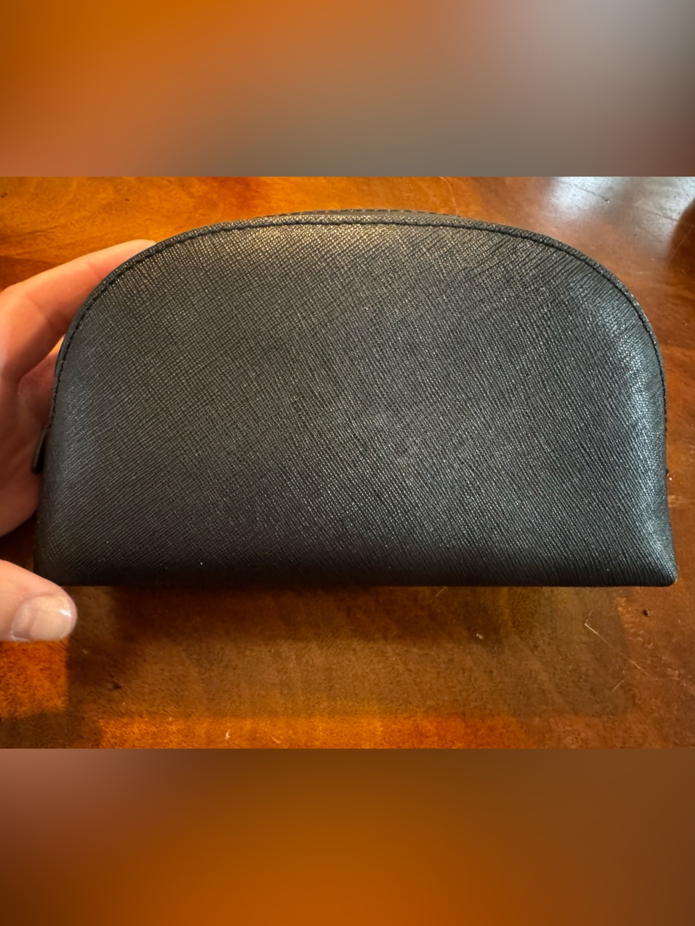 Tory Burch Black Saffiano Leather Cosmetic Pouch / Makeup Bag - Picture 2 of 7